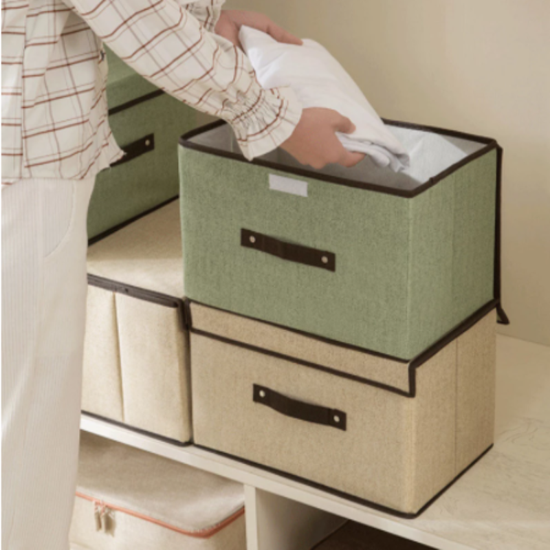 Faltbares stoffaufbewahrungsbox-set mit staubschutzdeckel, vliesmaterial und dickem karton, 35l fassungsvermögen – ideal für die aufbewahrung von unterwäsche