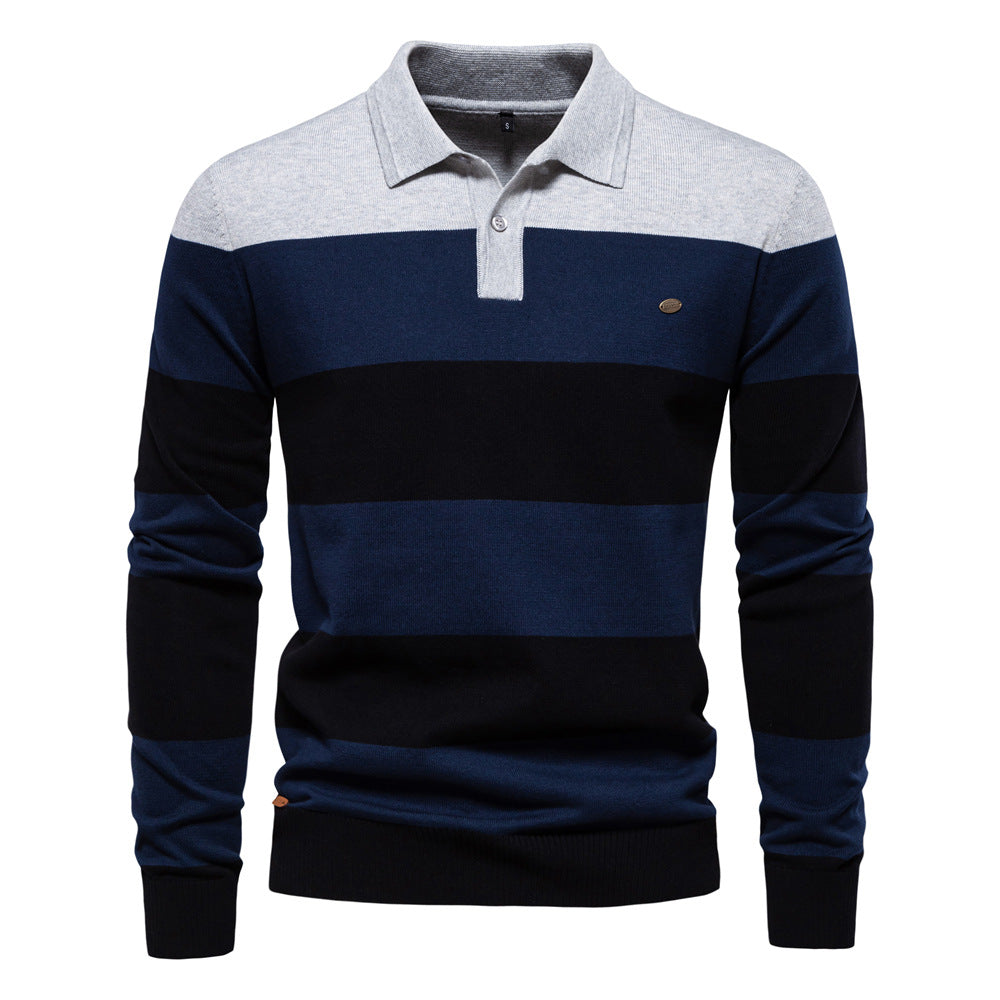 Herren langarm-polo-kragenpullover | ideal für herbst & winter