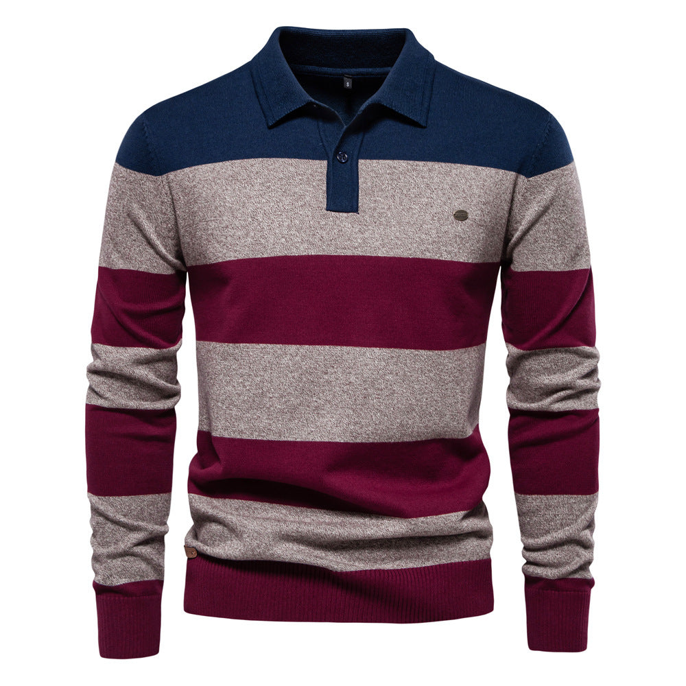 Herren langarm-polo-kragenpullover | ideal für herbst & winter