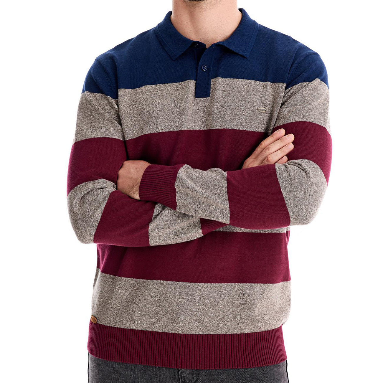 Herren langarm-polo-kragenpullover | ideal für herbst & winter