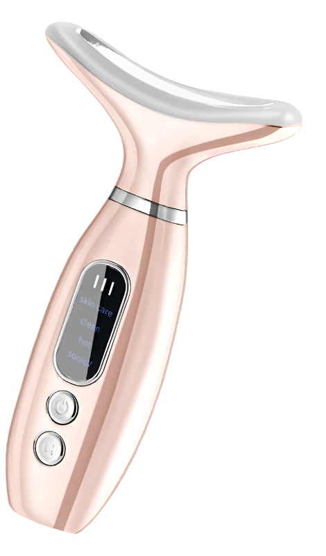Wiederaufladbares nacken- und gesichtsstraffungsgerät mit farblichttherapie und vibrationsmassage – ideal für gesichtsschönheitswerkzeuge