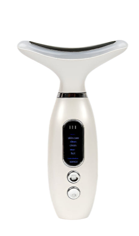 Wiederaufladbares nacken- und gesichtsstraffungsgerät mit farblichttherapie und vibrationsmassage – ideal für gesichtsschönheitswerkzeuge