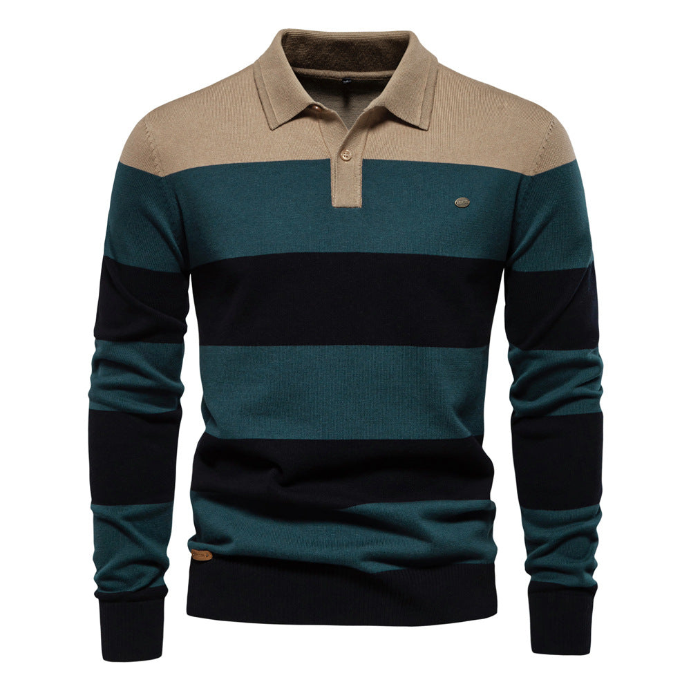 Herren langarm-polo-kragenpullover | ideal für herbst & winter