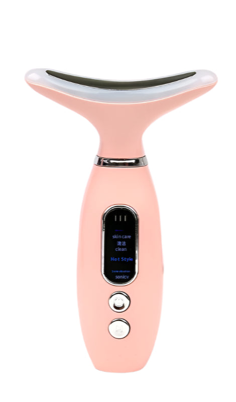 Wiederaufladbares nacken- und gesichtsstraffungsgerät mit farblichttherapie und vibrationsmassage – ideal für gesichtsschönheitswerkzeuge